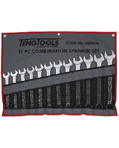 Teng Tools 12 Piece Metric Combination Wrench Set in Tool Roll 20 - 32mm 6512MM 