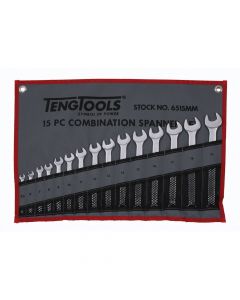 Teng Tools 15 Piece Metric Combination Wrench Set in Tool Roll 5.5 - 19mm 6515MM 