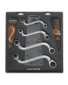 Gearwrench 4 Piece SAE 3/8" - 7/8" S-Shape Double Box Reversible Ratcheting Wrench Set 85399
