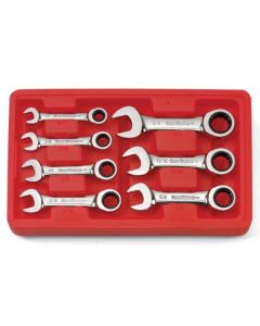 Gearwrench 7 Piece SAE 3/8" - 3/4" Stubby Ratcheting Wrench Set 9507 