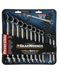 Gearwrench 12 Piece Metric 8 - 19mm Reversible Combination Ratcheting Wrench Set 9620