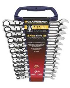 Gearwrench 12 Piece Metric 8 - 19mm Combination Flex Head Ratcheting Spanner Set 9901