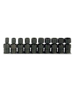 Trident Tools 10 Piece 3/8"dr Standard Impact Universal Joint Socket Set 10-19 T922700 